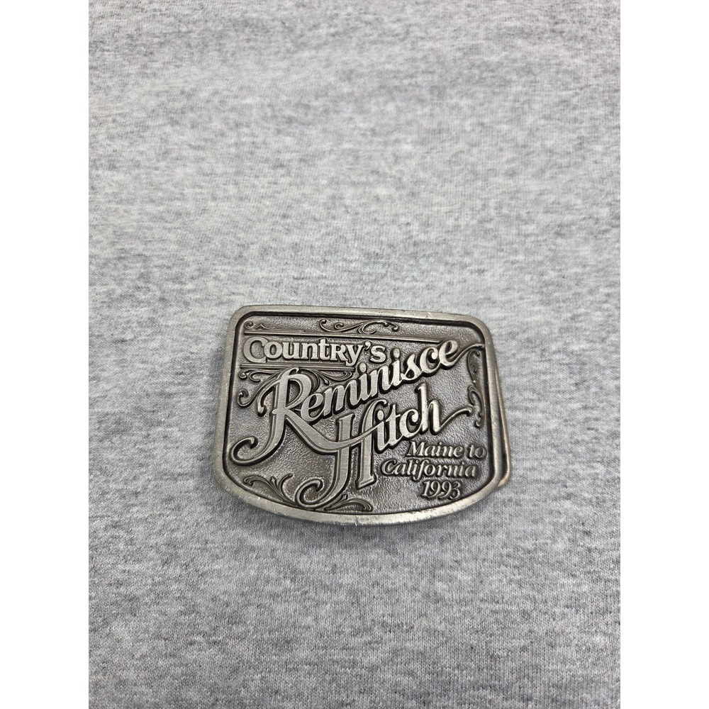 Vintage 1993 Americana Reminisce Hitch Maine to California Pewter Belt Buckle